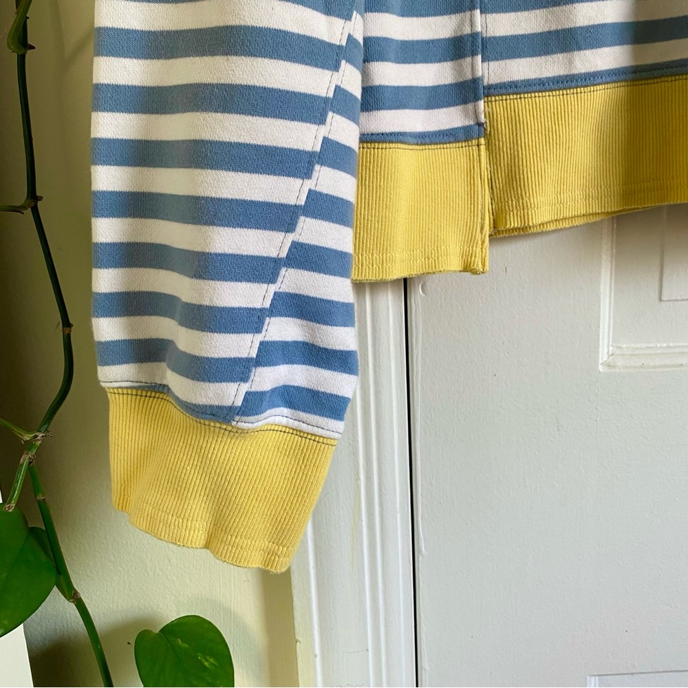 NWOT Merokeety Blue White Stripe Sweatshirt, Women’s Size Large Cozy Coastal - Picture 3 of 8
